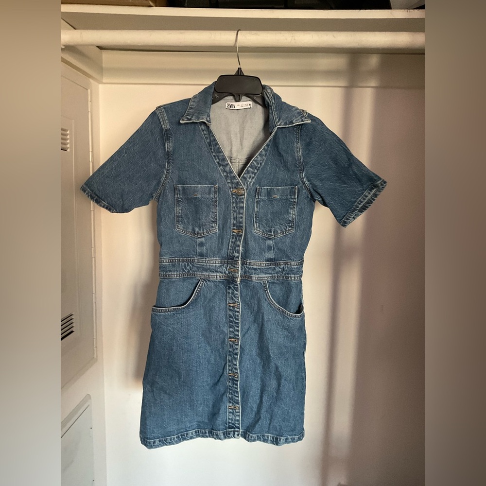 Zara Denim Button-Front Dress